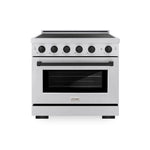 ZLINE Autograph Edition 36 in. 5.2 cu. ft. Paramount Induction Range with 5 Element Cooktop and Electric Convection Oven in Satin Stainless Steel with Matte Black Accents, Open Box-Good Condition