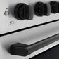 ZLINE Autograph Edition 36 in. 5.2 cu. ft. Paramount Induction Range with 5 Element Cooktop and Electric Convection Oven in Satin Stainless Steel with Matte Black Accents (SINRSZ-36-MB) close-up of oven and cooktop knob controls.