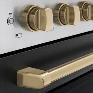 ZLINE Autograph Edition 36 in. 5.2 cu. ft. Paramount Induction Range with 5 Element Cooktop and Electric Convection Oven in Satin Stainless Steel with Black Matte Door and Champagne Bronze Accents, Open Box-Good Condition