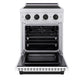 ZLINE Autograph Edition 24 in. 3.2 cu. ft. Paramount Induction Range with 3 Element Cooktop and Electric Convection Oven in Satin Stainless Steel with White Matte Door and Matte Black Accents (SINRSZ-WM-24-MB) front, electric oven open.