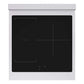 ZLINE Autograph Edition 24 in. 3.2 cu. ft. Paramount Induction Range with 3 Element Cooktop and Electric Convection Oven in Satin Stainless Steel with White Matte Door and Matte Black Accents (SINRSZ-WM-24-MB) top-down, above cooktop.