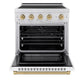 ZLINE Autograph Edition 30 in. 4.2 cu. ft. Paramount Induction Range with 4 Element Cooktop and Electric Convection Oven in Satin Stainless Steel with White Matte Door and Champagne Bronze Accents, Open Box-Good Condition
