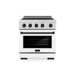 ZLINE Autograph Edition 30 in. 4.2 cu. ft. Paramount Induction Range with 4 Element Cooktop and Electric Convection Oven in Satin Stainless Steel with White Matte Door and Matte Black Accents, Open Box-Good Condition