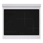 ZLINE Autograph Edition 30 in. 4.2 cu. ft. Paramount Induction Range with 4 Element Cooktop and Electric Convection Oven in Satin Stainless Steel with White Matte Door and Matte Black Accents (SINRSZ-WM-30-MB) top-down, above cooktop.