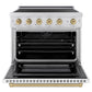 ZLINE Autograph Edition 36 in. 5.2 cu. ft. Paramount Induction Range with 5 Element Cooktop and Electric Convection Oven in Satin Stainless Steel with White Matte Door and Champagne Bronze Accents, Open Box-Great Condition