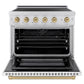 ZLINE Autograph Edition 36 in. 5.2 cu. ft. Paramount Induction Range with 5 Element Cooktop and Electric Convection Oven in Satin Stainless Steel with White Matte Door and Champagne Bronze Accents, Open Box-Good Condition