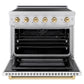 ZLINE Autograph Edition 36 in. 5.2 cu. ft. Paramount Induction Range with 5 Element Cooktop and Electric Convection Oven in Satin Stainless Steel with White Matte Door and Polished Gold Accents, Open Box-Good Condition