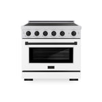 ZLINE Autograph Edition 36 in. 5.2 cu. ft. Paramount Induction Range with 5 Element Cooktop and Electric Convection Oven in Satin Stainless Steel with White Matte Door and Matte Black Accents, Open Box-Good Condition
