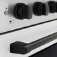 ZLINE Autograph Edition 36 in. 5.2 cu. ft. Paramount Induction Range with 5 Element Cooktop and Electric Convection Oven in Satin Stainless Steel with White Matte Door and Matte Black Accents (SINRSZ-WM-36-MB) close-up of oven and cooktop knob controls.