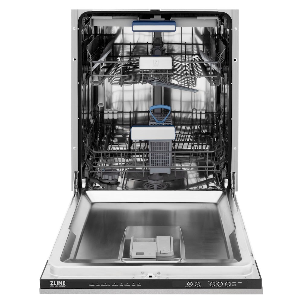 ZLINE 48 in. Kitchen Package with Satin Stainless Dual Fuel Range, Ducted Vent Range Hood and Tall Tub Dishwasher (3KP-RASRH48-DWV)