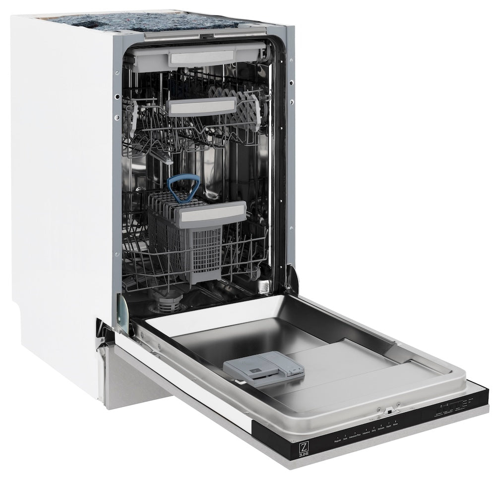 ZLINE 18 in. Tallac Series 3rd Rack Top Control Dishwasher with Satin Stainless Steel Panel and Stainless Steel Tub, 51dBa (DWV-SN-18)