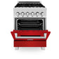 ZLINE 24 in. 2.8 cu. ft. Legacy Dual Fuel Range with 4 Burner Gas Cooktop and Electric Convection Oven in Satin Stainless Steel and Red Matte Door (RAS-RM-24)