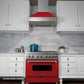 ZLINE 30 in. 4.0 cu. ft. Legacy Dual Fuel Range with 4 Burner Gas Cooktop and Electric Convection Oven in Satin Stainless Steel and Red Matte Door (RAS-RM-30) front.
