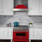 ZLINE 36 in. 4.6 cu. ft. Legacy Dual Fuel Range with 6 Burner Gas Cooktop and Electric Convection Oven in Satin Stainless Steel and Red Matte Door (RAS-RM-36) front.