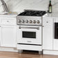 ZLINE 24 in. 2.8 cu. ft. Legacy Dual Fuel Range with 4 Burner Gas Cooktop and Electric Convection Oven in Satin Stainless Steel and White Matte Door (RAS-WM-24)