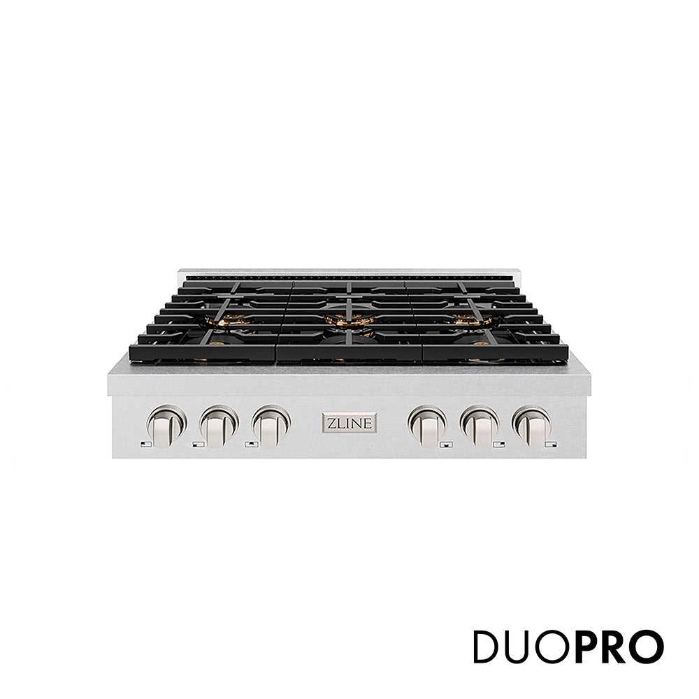 ZLINE 36 in. Paramount Gas Rangetop with 6 Burner DuoPro™ Cooktop in Satin Stainless Steel, Open Box-Good Condition