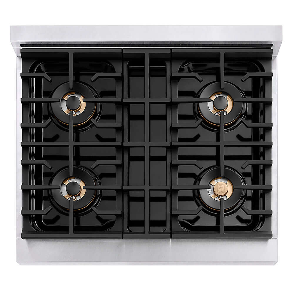 ZLINE Autograph Edition 30 in. Paramount Gas Rangetop with 4 Burner DuoPro™ Cooktop in Satin Stainless Steel and Champagne Bronze Accents, Open Box-Good Condition