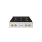 ZLINE Autograph Edition 30 in. Paramount Gas Rangetop with 4 Burner DuoPro™ Cooktop in Satin Stainless Steel and Polished Gold Accents, Open Box-Good Condition