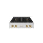 ZLINE Autograph Edition 30 in. Paramount Gas Rangetop with 4 Burner DuoPro™ Cooktop in Satin Stainless Steel and Polished Gold Accents, Open Box-Great Condition