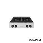 ZLINE Autograph Edition 30 in. Paramount Gas Rangetop with 4 Burner DuoPro™ Cooktop in Satin Stainless Steel and Matte Black Accents, Open Box-Good Condition