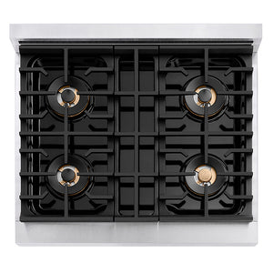 ZLINE Autograph Edition 30 in. Paramount Gas Rangetop with 4 Burner DuoPro™ Cooktop in Satin Stainless Steel and Matte Black Accents, Open Box-Great Condition