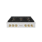 ZLINE Autograph Edition 36 in. Paramount Gas Rangetop with 6 Burner DuoPro™ Cooktop in Satin Stainless Steel and Champagne Bronze Accents, Open Box-Good Condition