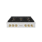 ZLINE Autograph Edition 36 in. Paramount Gas Rangetop with 6 Burner DuoPro™ Cooktop in Satin Stainless Steel and Champagne Bronze Accents, Open Box-Great Condition