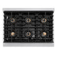 ZLINE Autograph Edition 36 in. Paramount Gas Rangetop with 6 Burner DuoPro™ Cooktop in Satin Stainless Steel and Matte Black Accents (PSRTSZ-36-MB) top-down, above cooktop.
