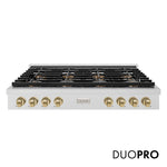 ZLINE Autograph Edition 48 in. Paramount Gas Rangetop with 8 Burner DuoPro™ Cooktop in Satin Stainless Steel and Champagne Bronze Accents, Open Box-Great Condition