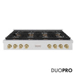 ZLINE Autograph Edition 48 in. Paramount Gas Rangetop with 8 Burner DuoPro™ Cooktop in Satin Stainless Steel and Champagne Bronze Accents, Open Box-Good Condition