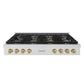 ZLINE Autograph Edition 48 in. Paramount Gas Rangetop with 8 Burner DuoPro™ Cooktop in Satin Stainless Steel and Champagne Bronze Accents (PSRTSZ-48-CB) front.