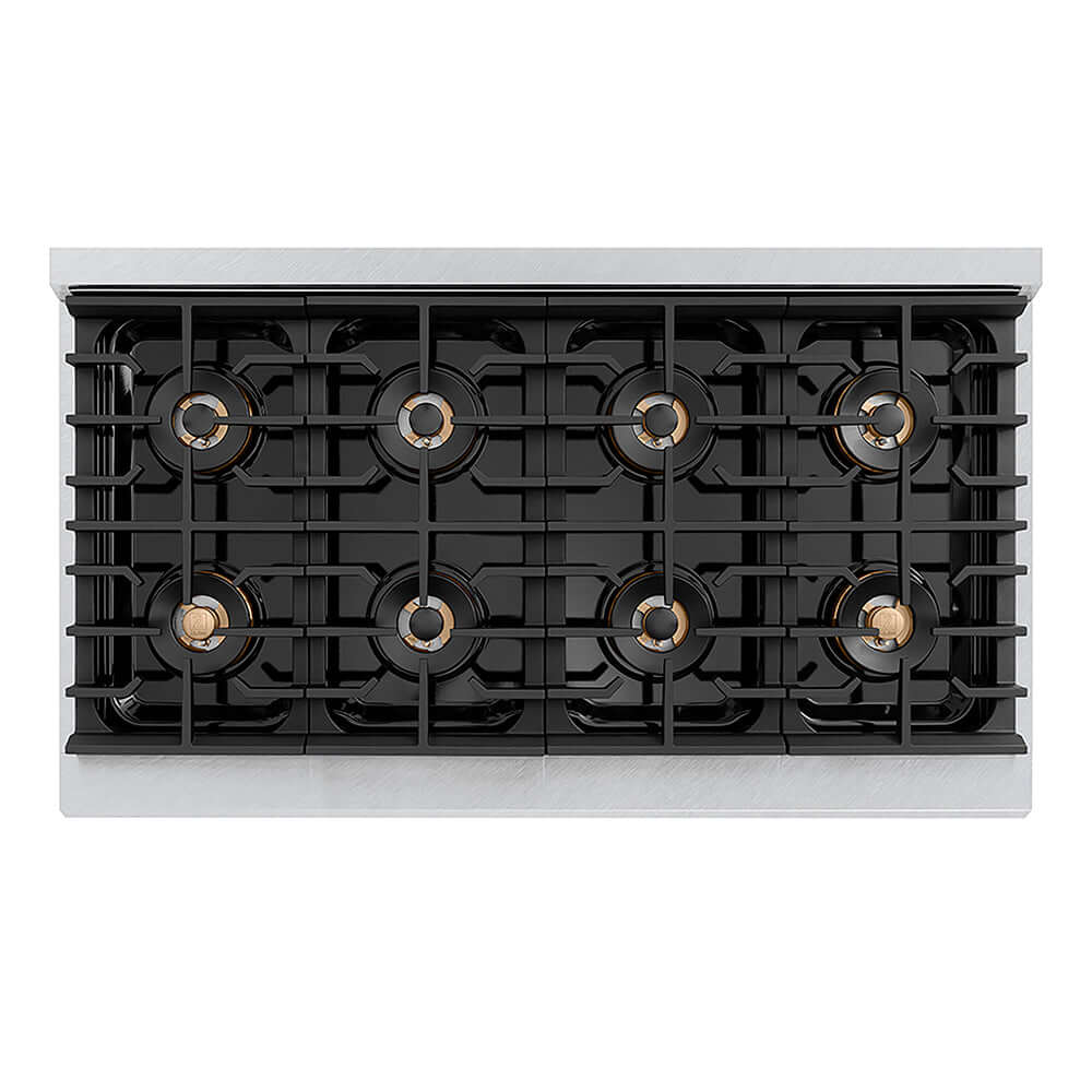 ZLINE Autograph Edition 48 in. Paramount Gas Rangetop with 8 Burner DuoPro™ Cooktop in Satin Stainless Steel and Champagne Bronze Accents, Open Box-Good Condition