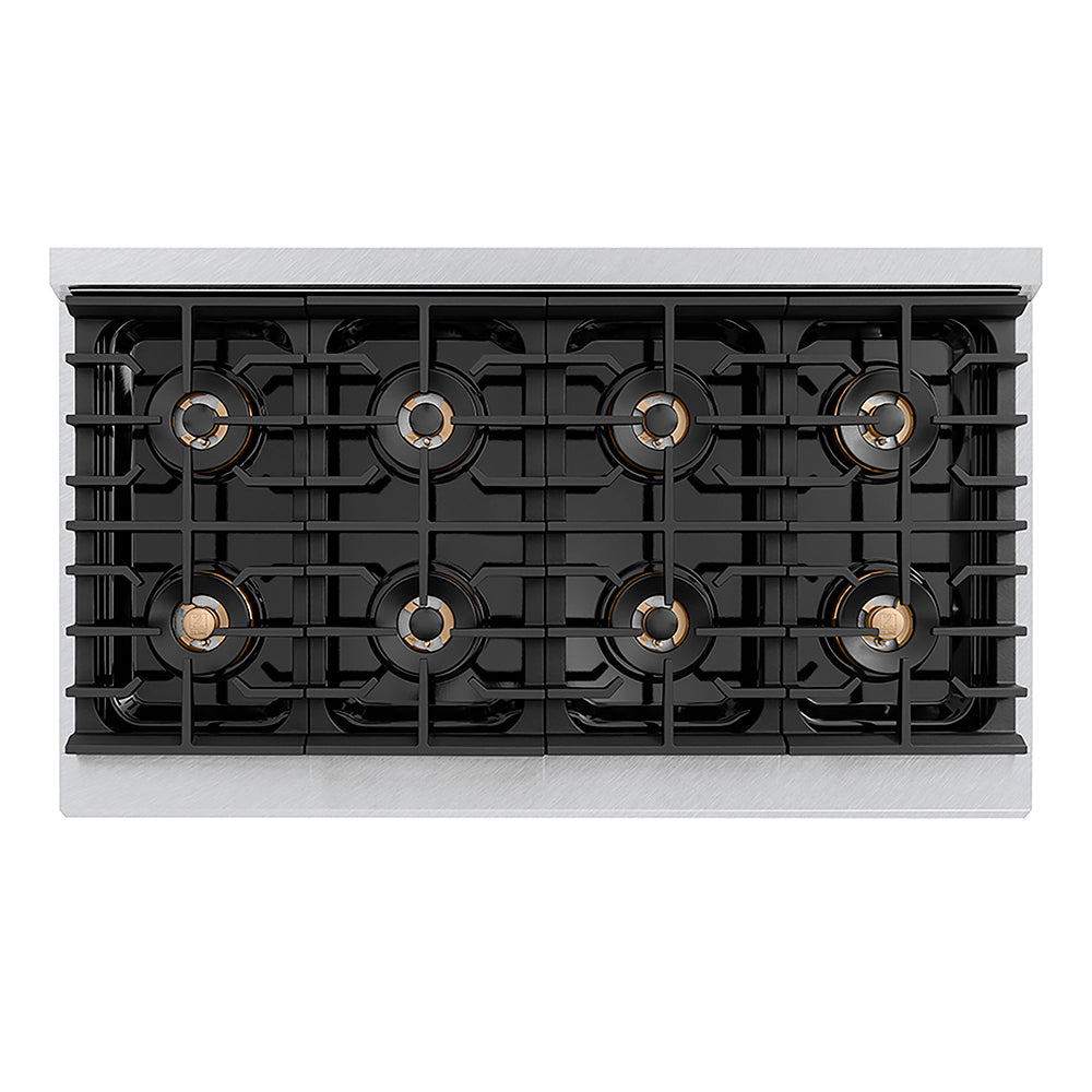 ZLINE Autograph Edition 48 in. Paramount Gas Rangetop with 8 Burner DuoPro™ Cooktop in Satin Stainless Steel and Champagne Bronze Accents, Open Box-Great Condition
