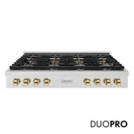 ZLINE Autograph Edition 48 in. Paramount Gas Rangetop with 8 Burner DuoPro™ Cooktop in Satin Stainless Steel and Polished Gold Accents, Open Box-Good Condition