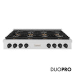 ZLINE Autograph Edition 48 in. Paramount Gas Rangetop with 8 Burner DuoPro™ Cooktop in Satin Stainless Steel and Matte Black Accents, Open Box-Great Condition