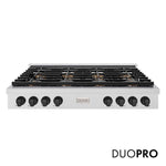 ZLINE Autograph Edition 48 in. Paramount Gas Rangetop with 8 Burner DuoPro™ Cooktop in Satin Stainless Steel and Matte Black Accents, Open Box-Good Condition