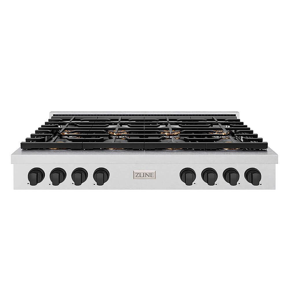 ZLINE Autograph Edition 48 in. Paramount Gas Rangetop with 8 Burner DuoPro™ Cooktop in Satin Stainless Steel and Matte Black Accents, Open Box-Good Condition