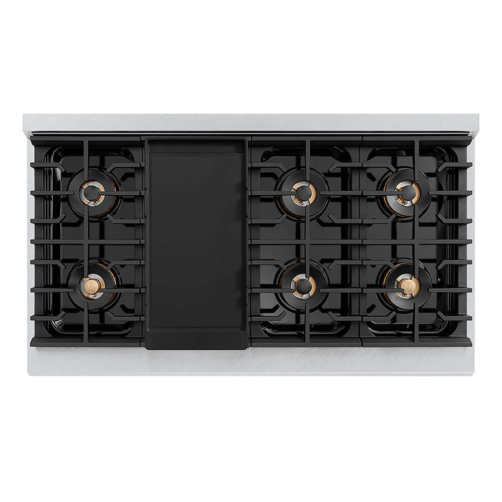 ZLINE Autograph Edition 48 in. Paramount Gas Rangetop with 8 Burner DuoPro™ Cooktop in Satin Stainless Steel and Matte Black Accents, Open Box-Good Condition