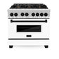 ZLINE Autograph Edition 36 in. 4.6 cu. ft. Legacy Dual Fuel Range with 6 Burner Gas Cooktop and Electric Convection Oven in Stainless Steel with White Matte Door and Matte Black Accents, Open Box-Good Condition