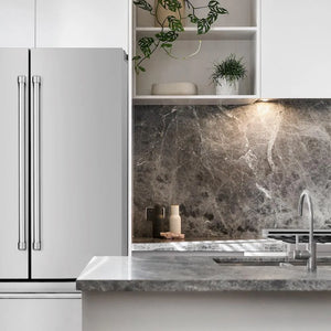 ZLINE Kitchen Package with 36 in. Stainless Steel Rangetop, 30 in. Single Wall Oven, 36 in. Refrigerator, and 30 in. Microwave Oven (4KPR-RT36-MWAWS)