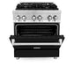 ZLINE 30 in. Kitchen Package with Stainless Steel Dual Fuel Range with Black Matte Door and Convertible Vent Range Hood (2KP-RABLMRH30)