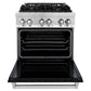 ZLINE 30 in. Kitchen Package with Stainless Steel Dual Fuel Range with Black Matte Door and Convertible Vent Range Hood (2KP-RABLMRH30)