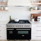 ZLINE 48 in. 6.0 cu. ft. Legacy Dual Fuel Range with 7 Burner Gas Cooktop and 2 Electric Ovens in Stainless Steel and Black Matte Doors (RA-BLM-48) front, oven closed.