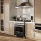ZLINE 36 in. 5.2 cu. ft. Paramount Dual Fuel Range with 6 Burner Gas Cooktop and Electric Convection Oven in Stainless Steel with Black Matte Door (SDR-BLM-36) in a luxury kitchen.