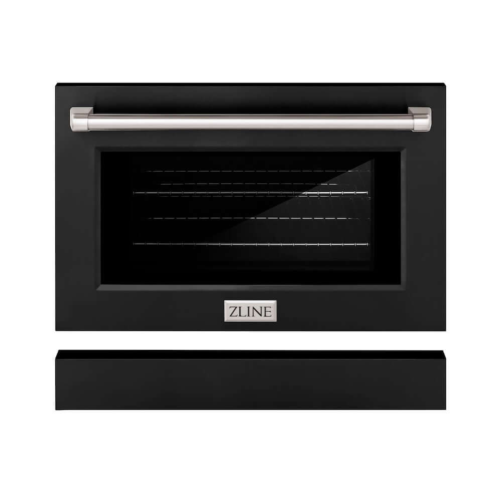 ZLINE Black Matte Range Door for SGR Models (SR-DR-BLM) front, oven closed.