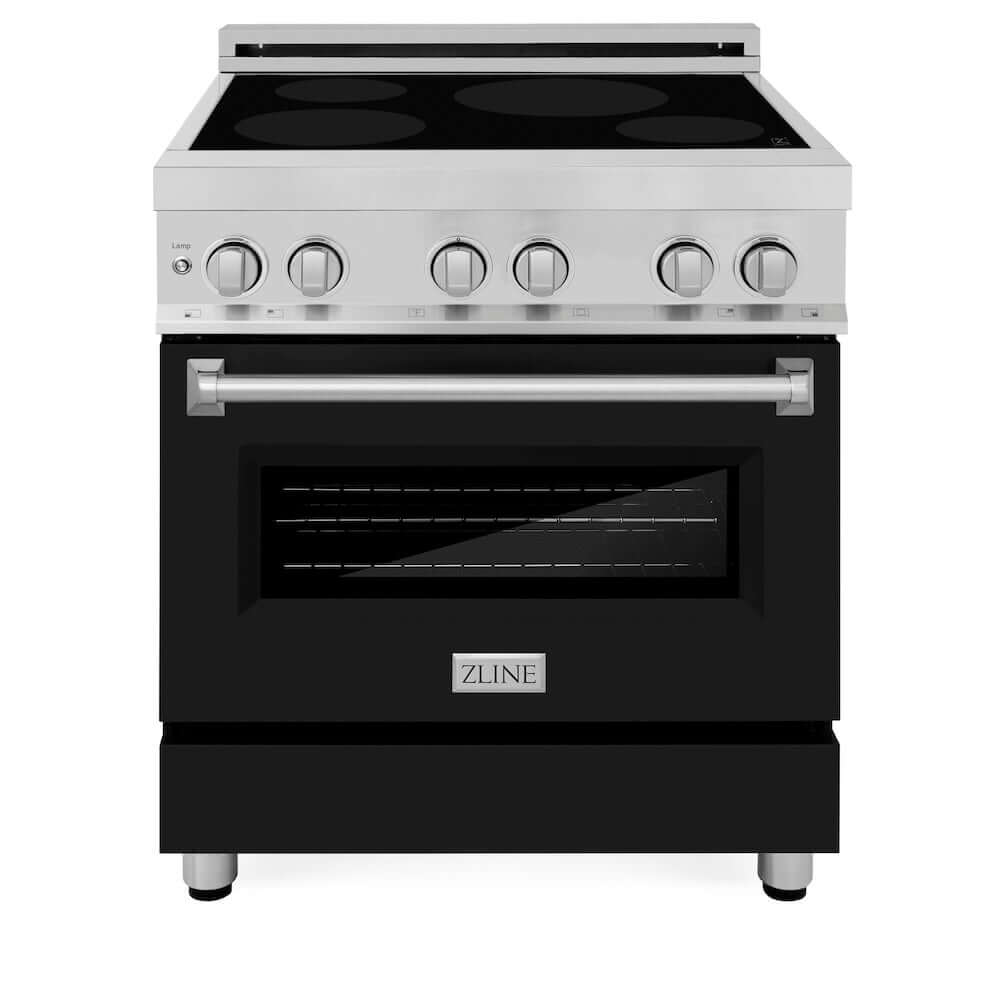 ZLINE 30 in. 4.0 cu. ft. Legacy Induction Range with 4 Element Cooktop and Electric Oven in Stainless Steel and Black Matte Door, Open Box-Good Condition