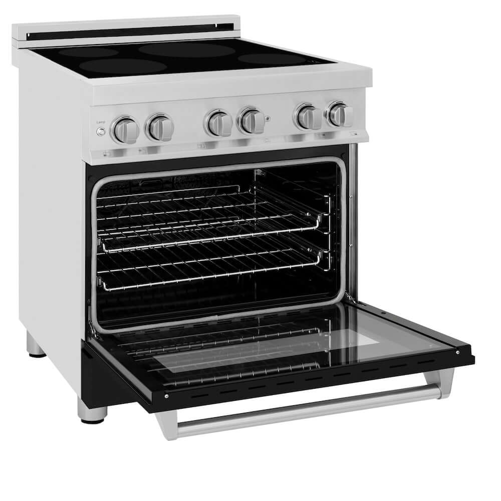 ZLINE 30 in. 4.0 cu. ft. Legacy Induction Range with 4 Element Cooktop and Electric Oven in Stainless Steel and Black Matte Door, Open Box-Good Condition