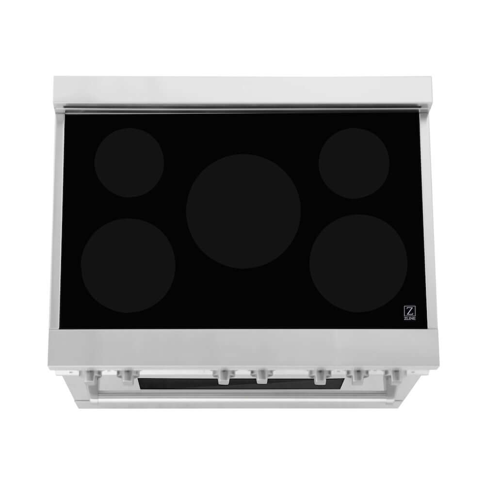ZLINE 36 in. 4.6 cu. ft. Legacy Induction Range with 5 Element Cooktop and Electric Oven in Stainless Steel and Black Matte Door, Open Box-Good Condition