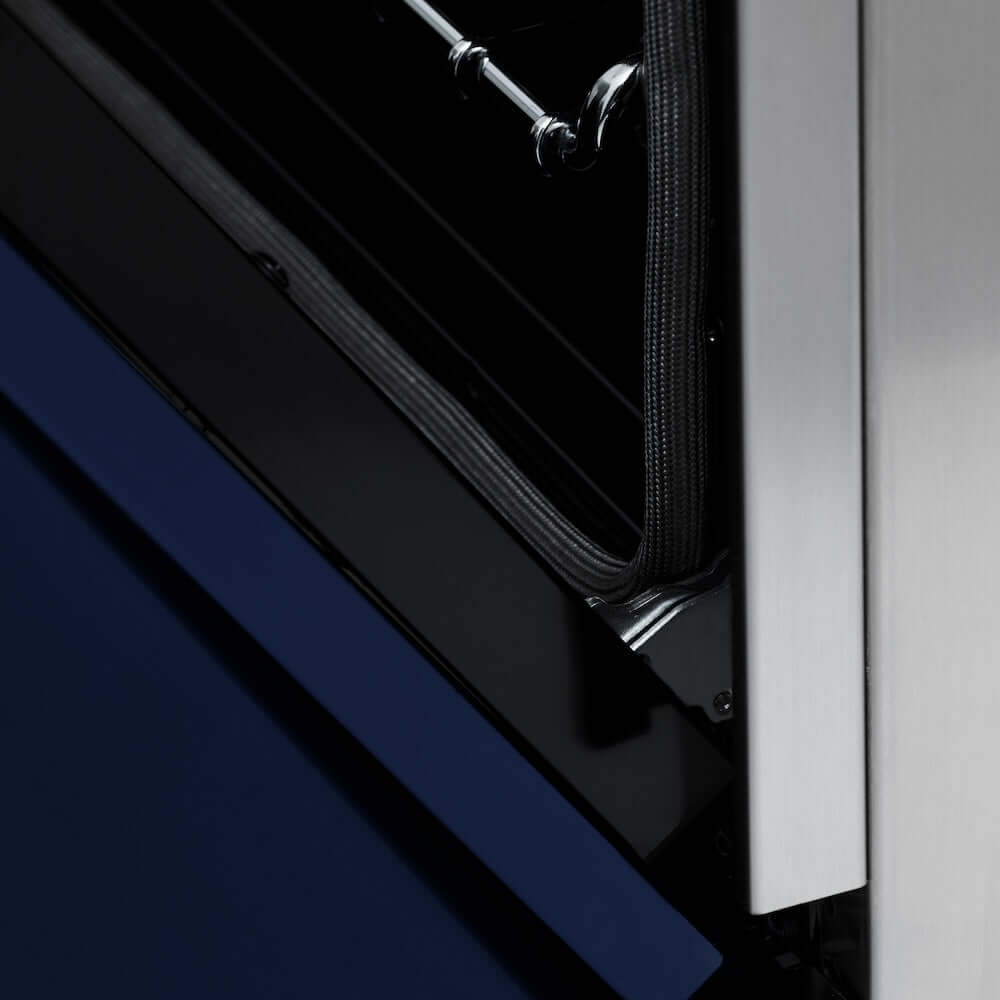 ZLINE 24 in. 2.8 cu. ft. Legacy Induction Range with 4 Element Cooktop and Electric Oven in Stainless Steel and Blue Gloss Door, Open Box-Good Condition