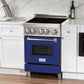 ZLINE 24 in. 2.8 cu. ft. Legacy Induction Range with 4 Element Cooktop and Electric Oven in Stainless Steel and Blue Gloss Door, Open Box-Good Condition